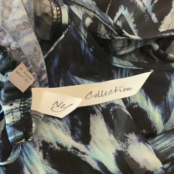 NY Collection Blue and White Cold Shoulder Maxi Dress - Picture 5 of 6